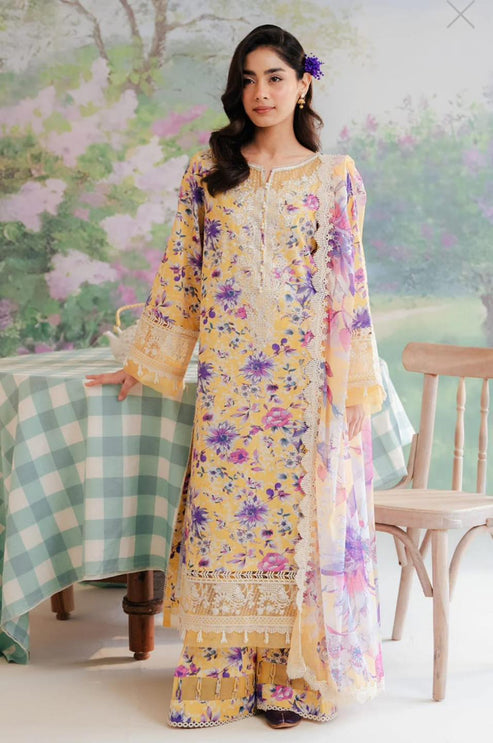 3 Piece - Embroidered  Digital printed lawn ZP-09 | Afrozeh (Stitched)