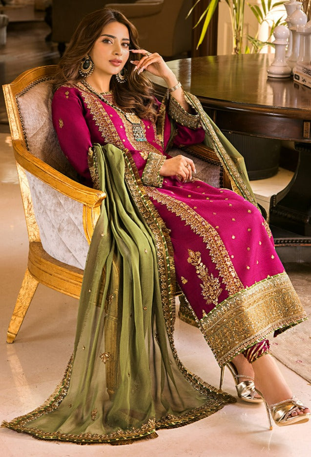 3 Piece - Embroidered Chiffon ZP-14 | AsimJofa (Stitched)