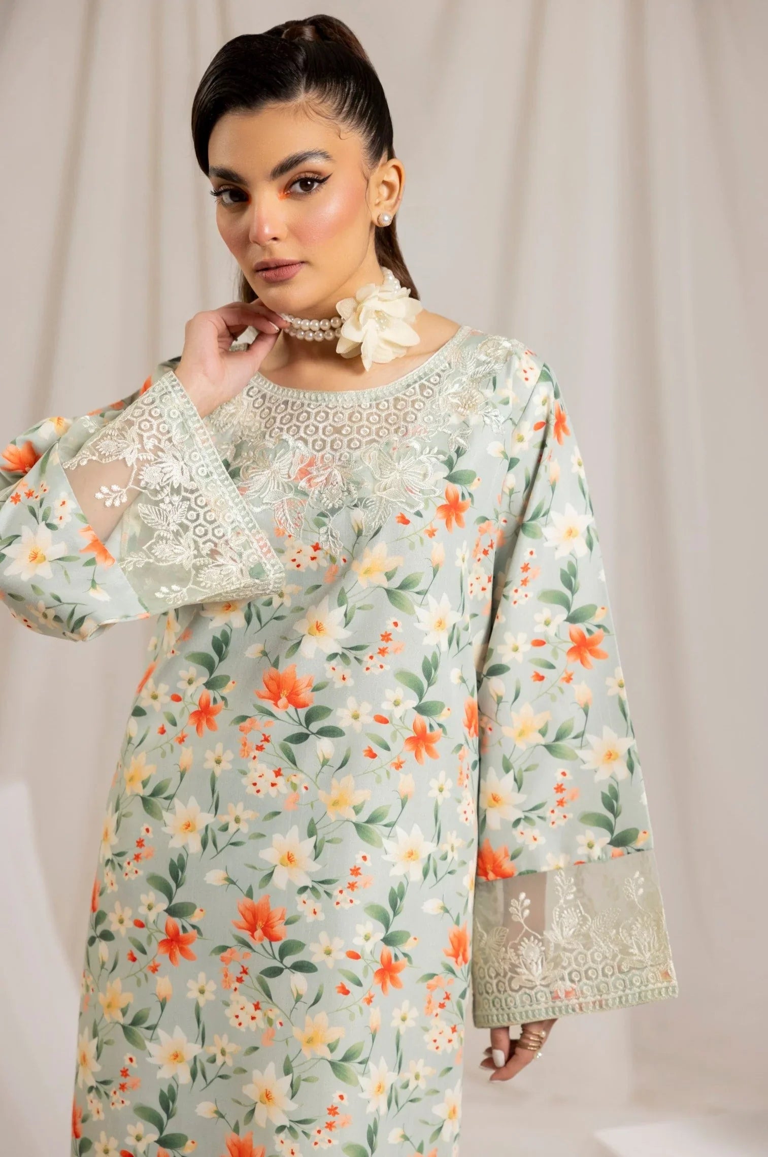 3 piece - Embroidered Digital Print PS-147 | Mushq (Stitched)